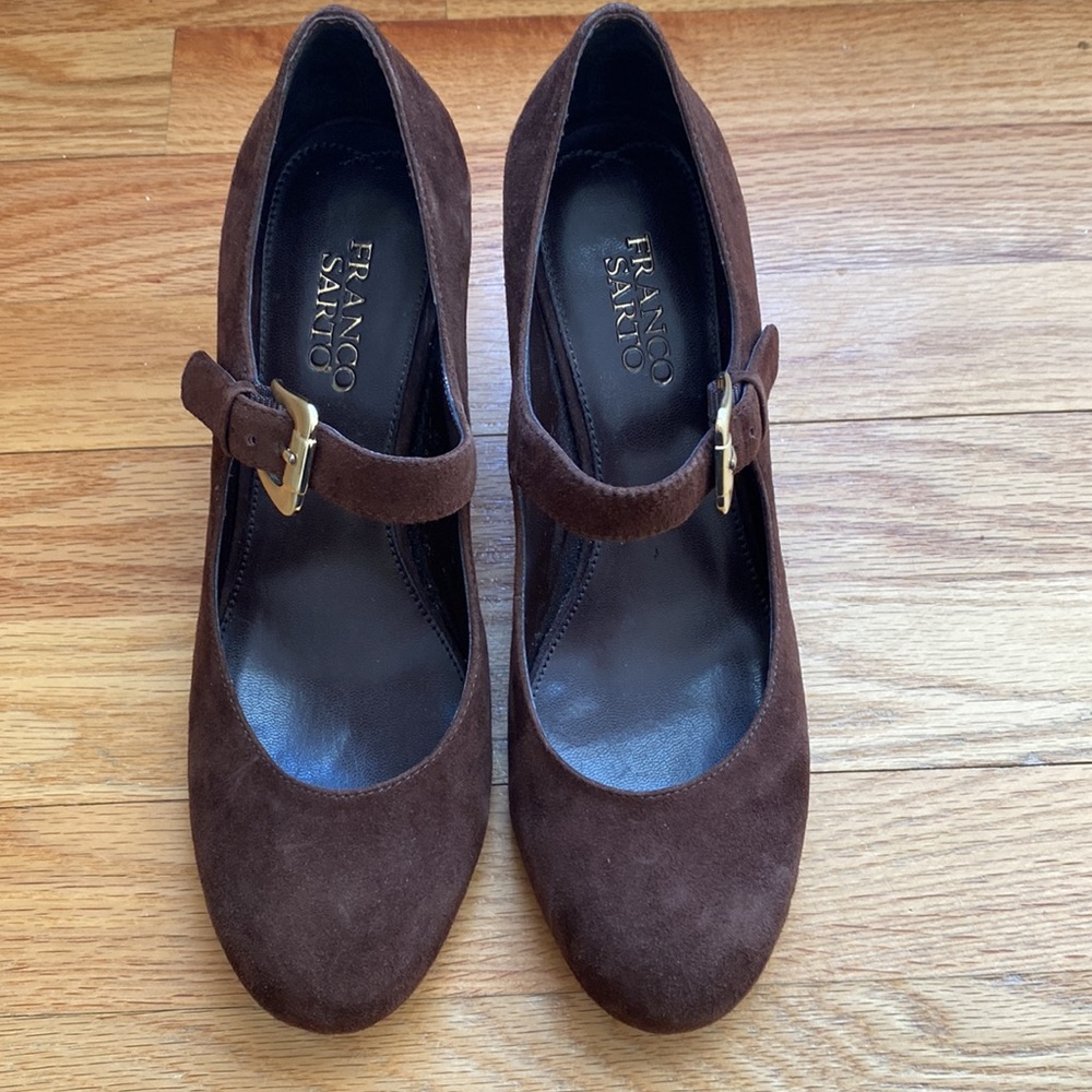 Franco Sarto Brown Suede Women’s Mary Jane Heels Size 8.5